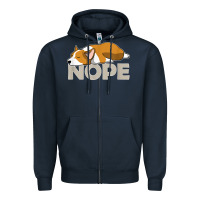 Navy nope lazy corgi Zipper Hoodie - linhVisuals