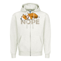 Oatmeal Heather nope lazy corgi Zipper Hoodie - linhVisuals