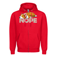 Red nope lazy corgi Zipper Hoodie - linhVisuals