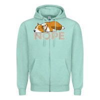 Seafoam nope lazy corgi Zipper Hoodie - linhVisuals