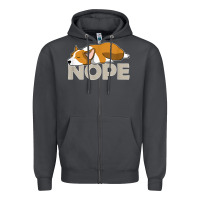 Nope Lazy Corgi Zipper Hoodie | Teevron
