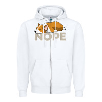 White nope lazy corgi Zipper Hoodie - linhVisuals