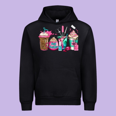 Nail Hustler Coffee Cups Urban Hoodie Designed By Jasminsmagicworld