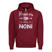 Burgundy happiness is being a noni ever women floral decor Zipper Hoodie - linhVisuals