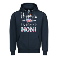 Navy happiness is being a noni ever women floral decor Zipper Hoodie - linhVisuals