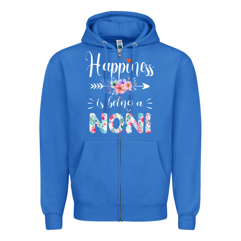 Happiness Is Being A Noni Ever Women Floral Decor Zipper Hoodie by linhVisuals | Teevron