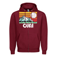 Burgundy ojai california mountains & sun retro 80s graphic Zipper Hoodie - linhVisuals