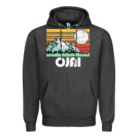 Charcoal Heather ojai california mountains & sun retro 80s graphic Zipper Hoodie - linhVisuals