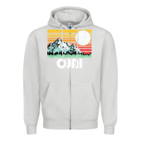 Dove Grey ojai california mountains & sun retro 80s graphic Zipper Hoodie - linhVisuals