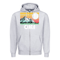 Heather Grey ojai california mountains & sun retro 80s graphic Zipper Hoodie - linhVisuals