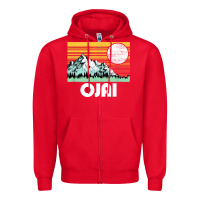 Red ojai california mountains & sun retro 80s graphic Zipper Hoodie - linhVisuals