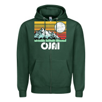 Sports Green ojai california mountains & sun retro 80s graphic Zipper Hoodie - linhVisuals