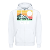 White ojai california mountains & sun retro 80s graphic Zipper Hoodie - linhVisuals