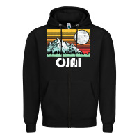 Black ojai california mountains & sun retro 80s graphic Zipper Hoodie - linhVisuals