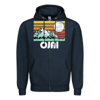 Navy ojai california mountains & sun retro 80s graphic Zipper Hoodie - linhVisuals