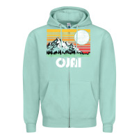 Seafoam ojai california mountains & sun retro 80s graphic Zipper Hoodie - linhVisuals