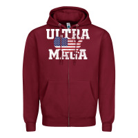 Burgundy ULTRA MAGA Zipper Hoodie - linhVisuals