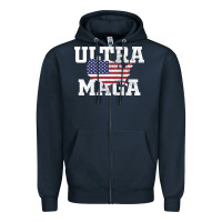 Navy ULTRA MAGA Zipper Hoodie - linhVisuals