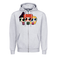 Heather Grey power puff girls Zipper Hoodie - linhVisuals