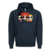 Navy power puff girls Zipper Hoodie - linhVisuals