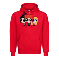 Red power puff girls Zipper Hoodie - linhVisuals