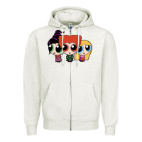 Oatmeal Heather power puff girls Zipper Hoodie - linhVisuals