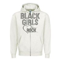Oatmeal Heather black girls rock Zipper Hoodie - linhVisuals