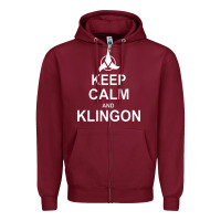 Burgundy keep calm and klingon Zipper Hoodie - linhVisuals