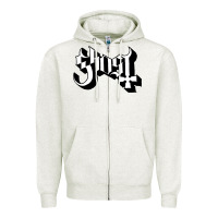 Oatmeal Heather ghost Zipper Hoodie - linhVisuals