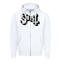 White ghost Zipper Hoodie - linhVisuals