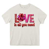 Cream Love is all you need Valentine's Day Heavy Core Tee - HowdyJamesFarm