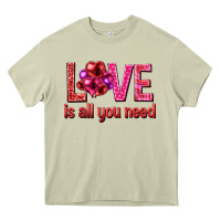 Mossy Love is all you need Valentine's Day Heavy Core Tee - HowdyJamesFarm