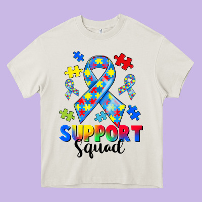 Support Squad Autism Heavy Core Tee Designed By Cowgirlartshop