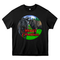 Black Black Angus Cattle and Bull Merry Christmas Heavy Core Tee - RanaPortraitStore