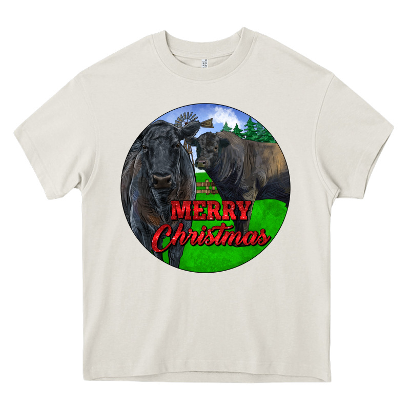 Black Angus Cattle And Bull Merry Christmas Heavy Core Tee by RanaPortraitStore | Teevron