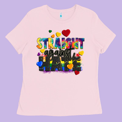 Straight Against Hate Ladies Tee Designed By Fadigitalartstudio