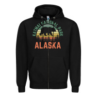 Black katmai national park alaska bear hiking travel nature retro pullover h Zipper Hoodie - linhVisuals