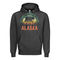 Charcoal Heather katmai national park alaska bear hiking travel nature retro pullover h Zipper Hoodie - linhVisuals