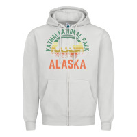 Dove Grey katmai national park alaska bear hiking travel nature retro pullover h Zipper Hoodie - linhVisuals