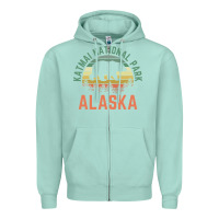 Seafoam katmai national park alaska bear hiking travel nature retro pullover h Zipper Hoodie - linhVisuals