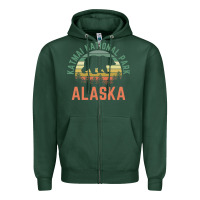 Sports Green katmai national park alaska bear hiking travel nature retro pullover h Zipper Hoodie - linhVisuals