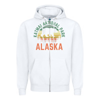 White katmai national park alaska bear hiking travel nature retro pullover h Zipper Hoodie - linhVisuals