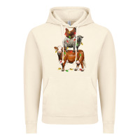 Vintage Artic Christmas cow sheep and chicken Vintage Hoodie - LillyAllenDesigns