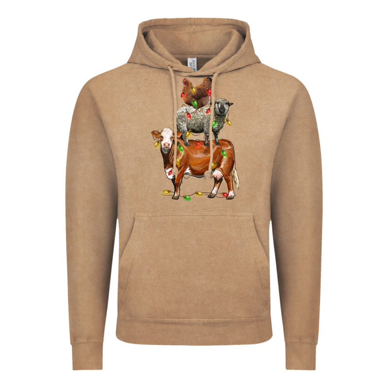 Christmas Cow Sheep And Chicken Vintage Hoodie by LillyAllenDesigns | Teevron