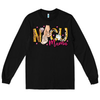 Black Nicu Mama Long Sleeve Tee - CowhideDigitalArt