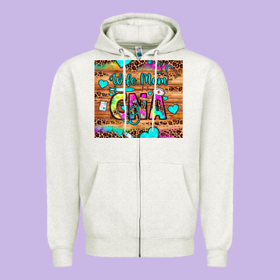 Wife Mom Cna Zipper Hoodie Designed By Jahusdesignshop