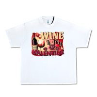 White Wine İs My Valentine Fa Urban Heavy Tee - FaDigitalArtStudio