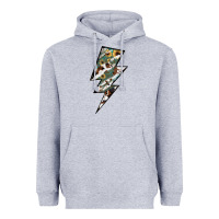 Heather Grey Lightning Bolt Heavyweight Hoodie - JahusDesignShop