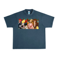 Midnight Navy Farm animals with aztec Urban Heavy Tee - RanaPortraitStore