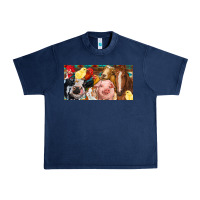 Navy Farm animals with aztec Urban Heavy Tee - RanaPortraitStore